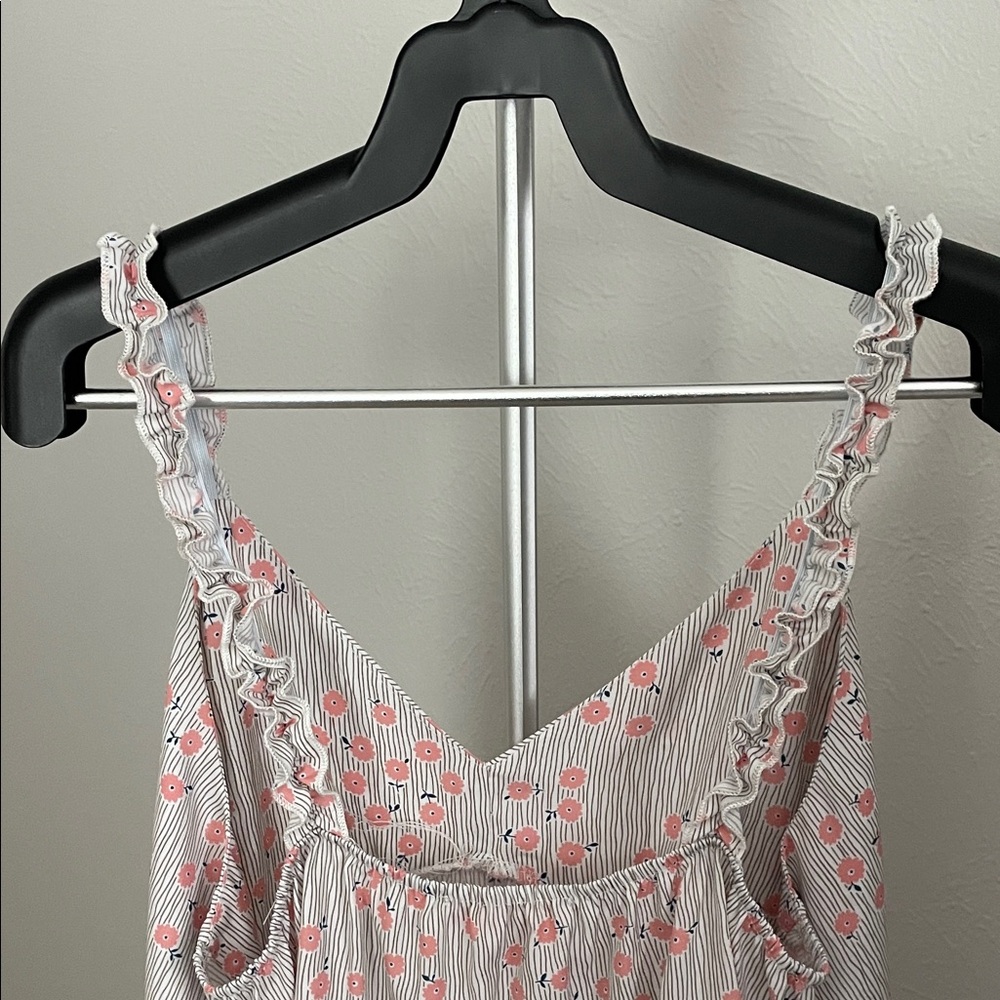 Floral Ruffle Camisole - Pink and White - Picture 6 of 7